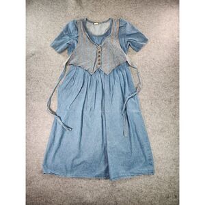 Vintage Suart Alan Dress Womens 8P‎ Denim Maxi Modest Long Vest Prairie